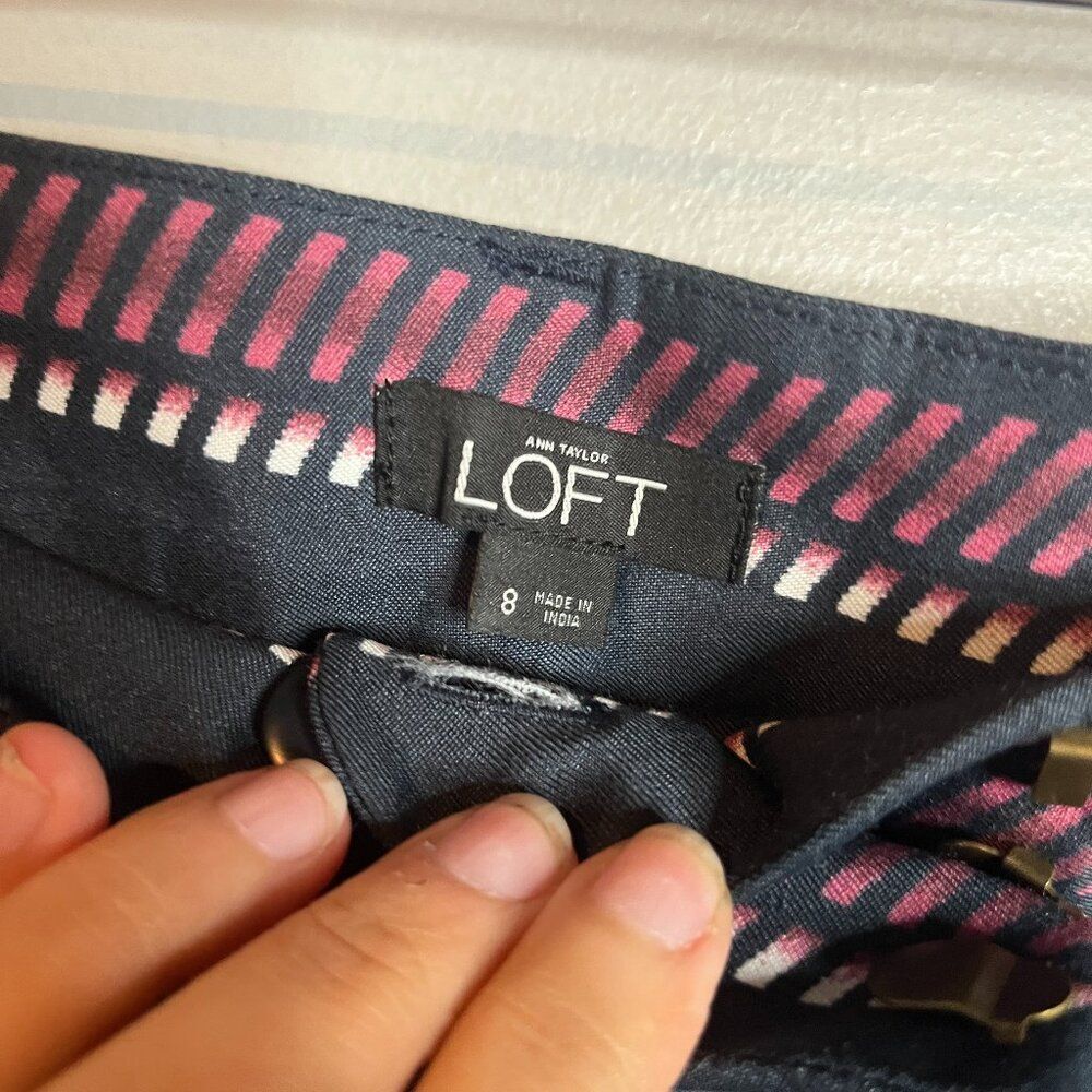 LOFT blue patterned wide leg pants - Picture 3 of 5